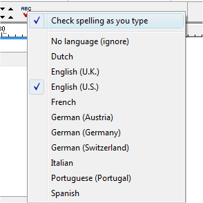 Spell Checker Language List