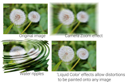 Original image Camera Zoom effect Water ripples ‘Liquid Color’ effects allow distortions  to be painted onto any image